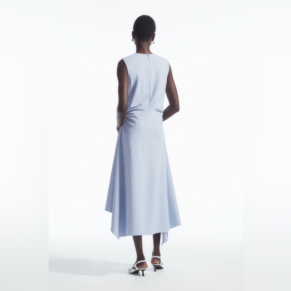 COS - GATHERED ASYMMETRIC MIDI DRESS NWT - Picture 4 of 6